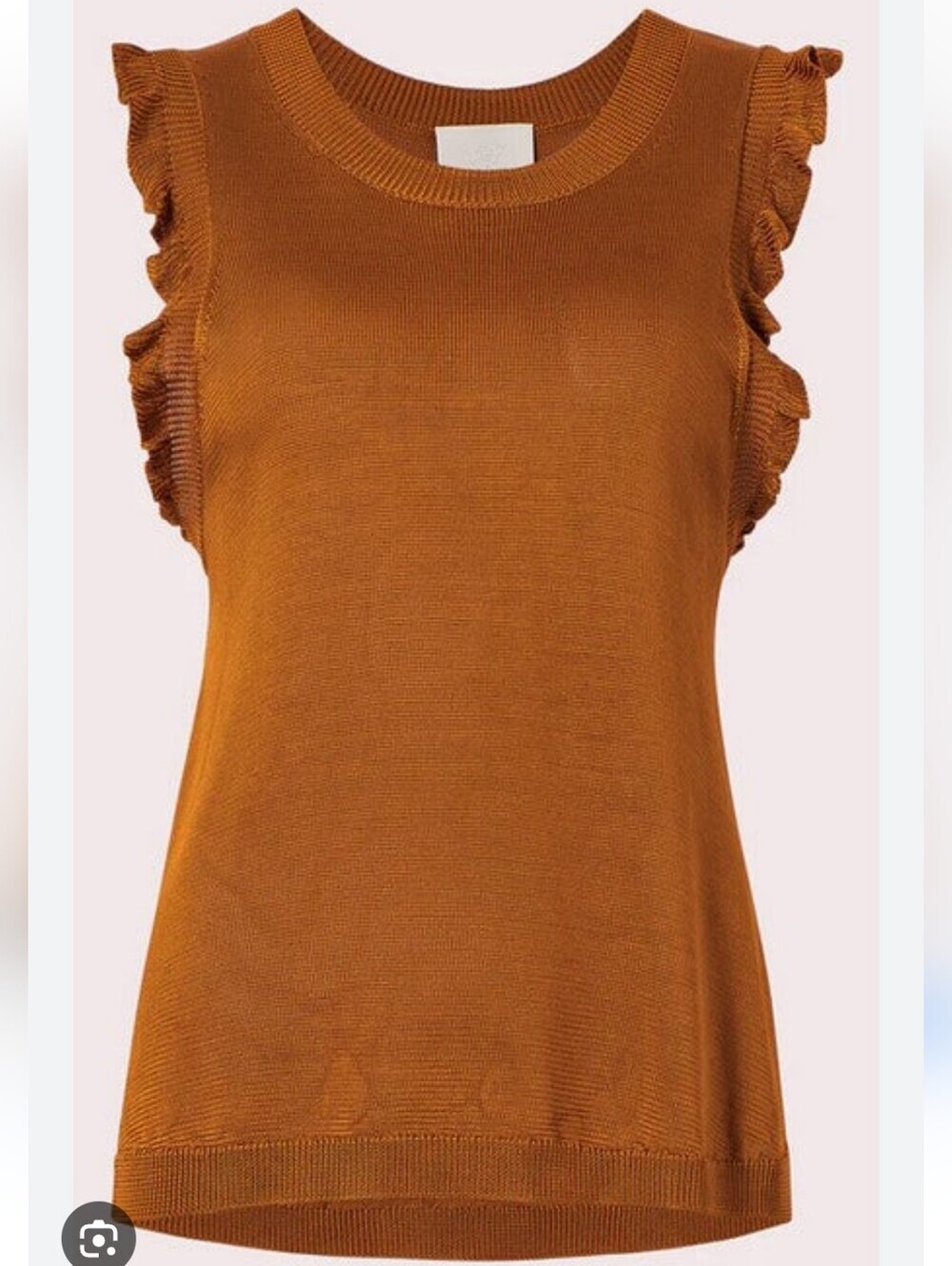 Women’s Ruffle Sleeve Knit Tank Top - Pecan Brown